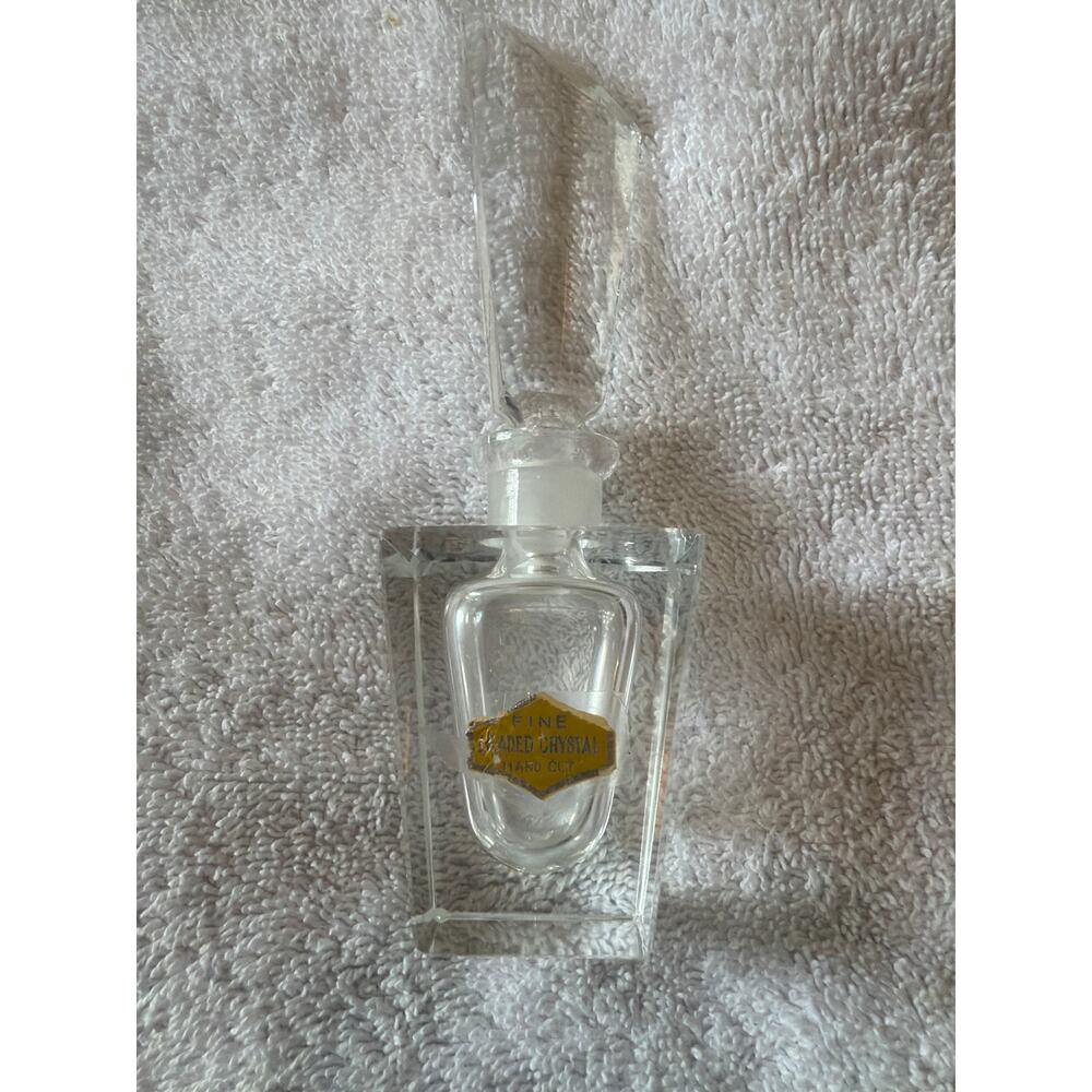 Vintage Fine Leaded Crystal Hand Cut Perfume Bottle Prism Stopper Clear Glass